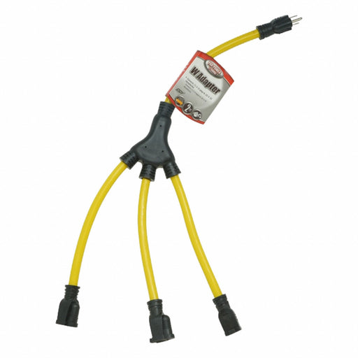 Cord Adapter 2 ft Yellow 3 Outlet
