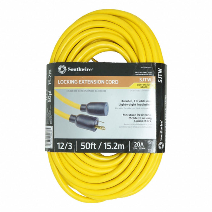 ExtensionCord 50ft Yellow 12AWG Round
