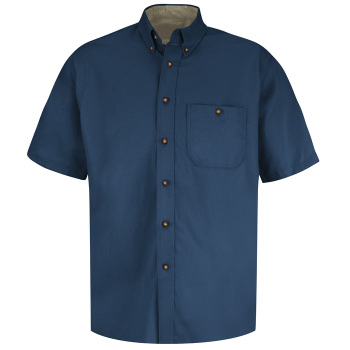 Men's Short Sleeve Cotton Contrast Dress Shirt