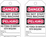 Danger Bilingual Tag 7in H 4in W PK10