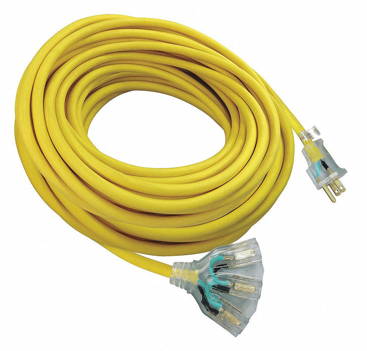 ExtensionCord 100ft Yellow 12AWG Round
