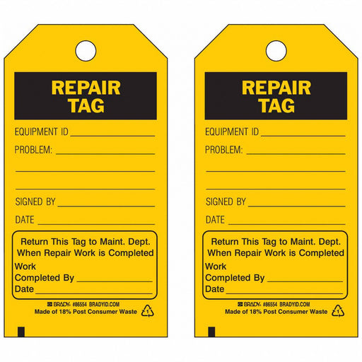 Tag Black/Yellow 5-3/4inH 3inW PK10