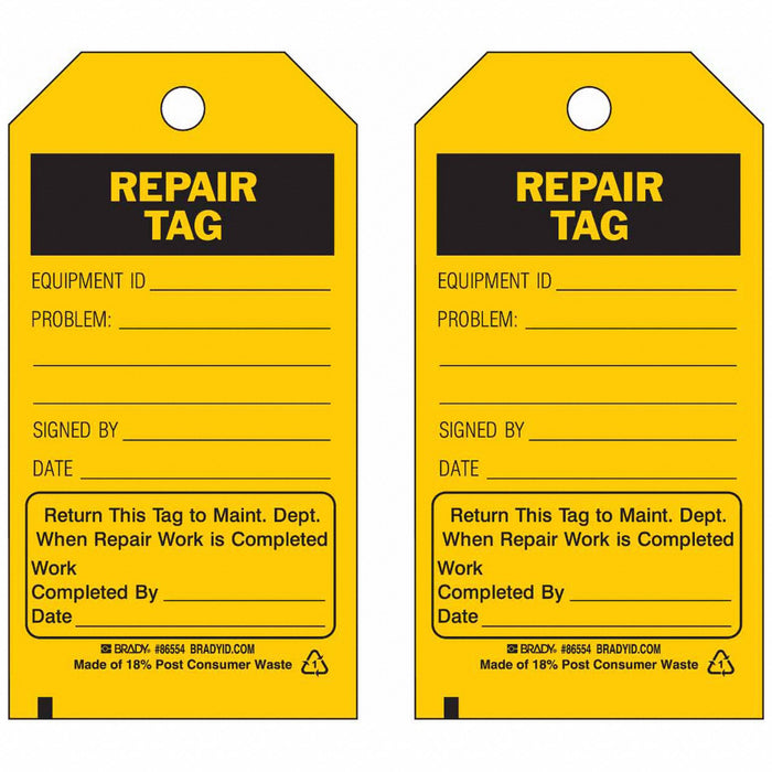 Tag Black/Yellow 5-3/4inH 3inW PK10