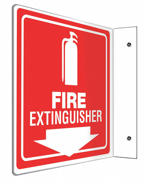 Fire Extinguisher Sign 8X8 WHT/R PS