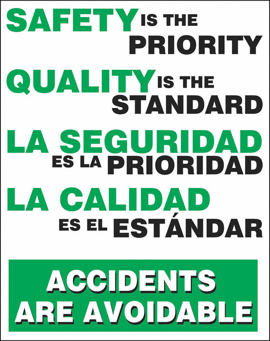 Safety Poster 22 in x 17 in Plastic