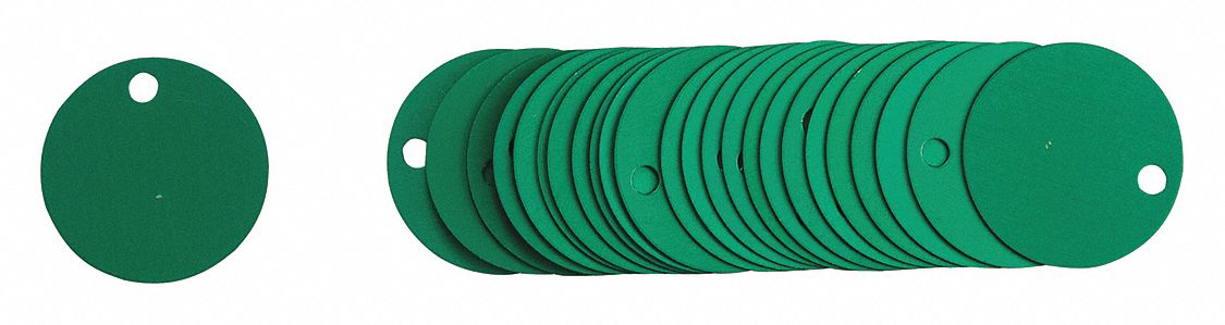 Blank Tag Aluminum 1 1/2in W Green PK25