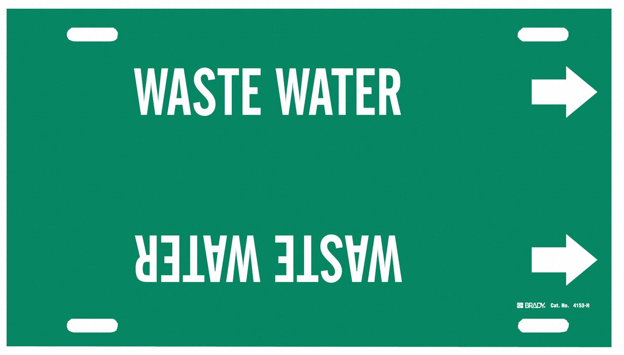 Pipe Marker Waste Water 10 in H 32 in W