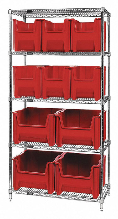 F1593 Bin Shlvng 18inx74inx36in Red