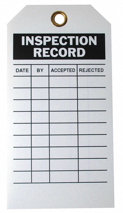 Inspection Rcd Tag 5-3/4 x 3 In Met PK10