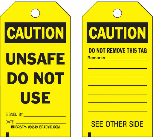 Caution Tag 5 3/4in H 3in W Polyest PK10