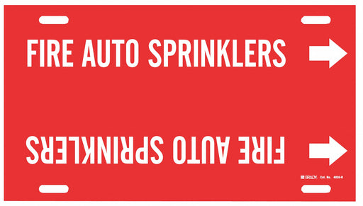 Pipe Marker Fire Auto Sprinklers 10in H
