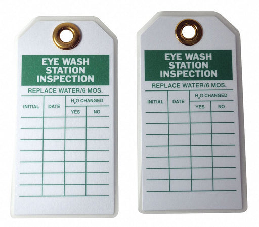 Eye Wash Sta Inspection Tag Grn/Wht PK10