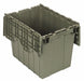 Attached Lid Container Gray Solid HDPE
