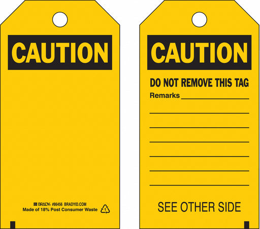 Caution Tag 5 3/4in H 3in W Polyest PK10