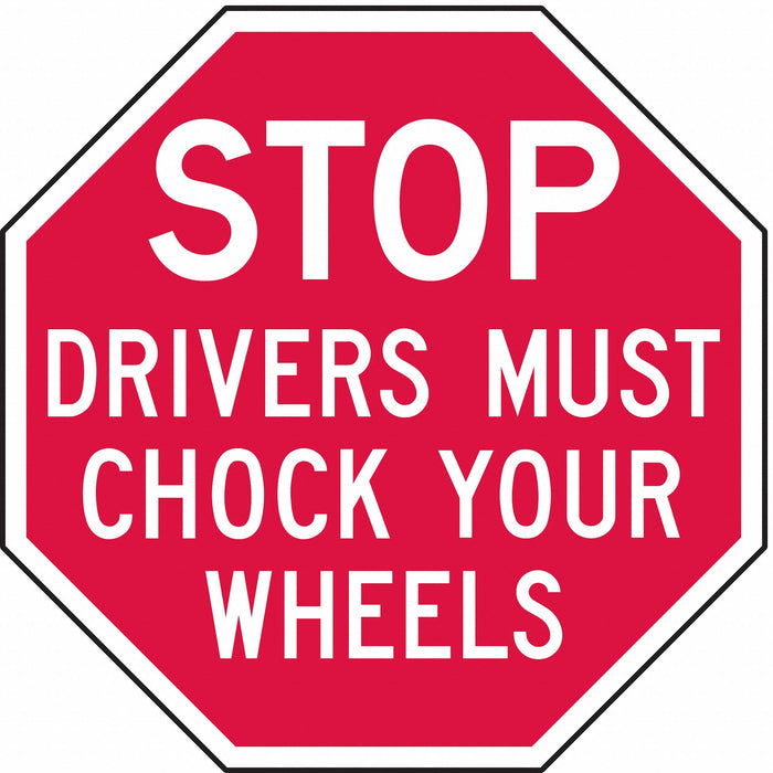 Rflct Chock Wheels Stop Sign 6x6in Alum