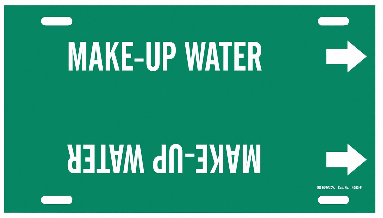 Pipe Marker Make Up Water 8 in H 16 in W
