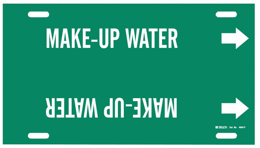 Pipe Marker Make Up Water 8 in H 16 in W