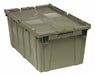 Attached Lid Container Gray Solid HDPE