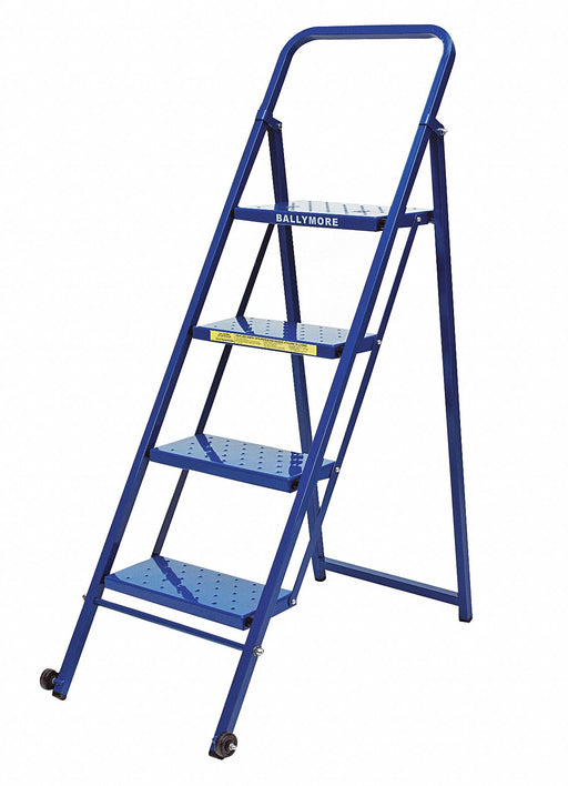 Folding Rolling Ladder Steel 40 In.H