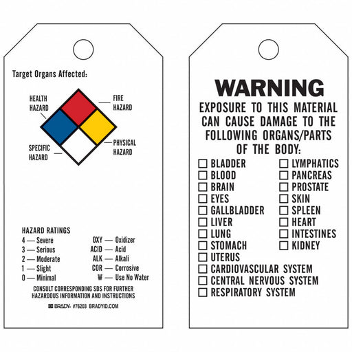 Tag Vinyl Target Organs Affected PK25