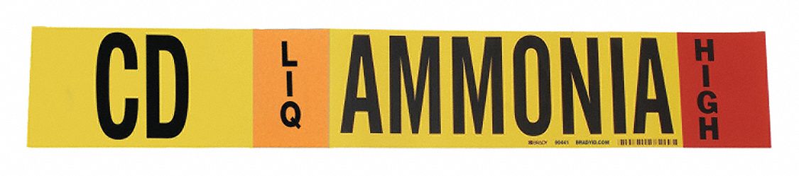 Pipe Marker Ammonia 4 in H 24 in W
