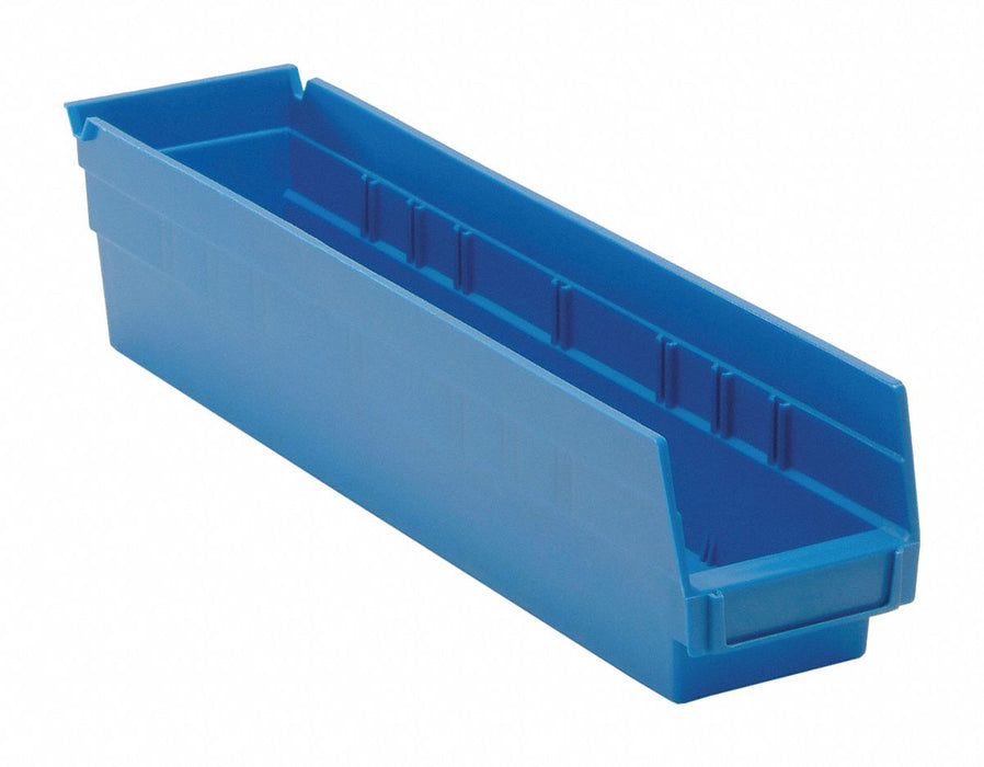 F0617 Shelf Bin Blue Polypropylene 4 in