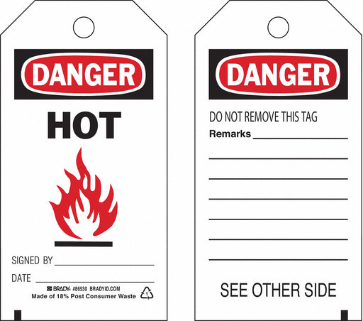Danger Tag 5 3/4in H 3in W Polyster PK10
