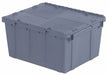 E3391 Attached Lid Container Gray Solid HDPE