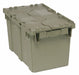 Attached Lid Container Gray Solid HDPE