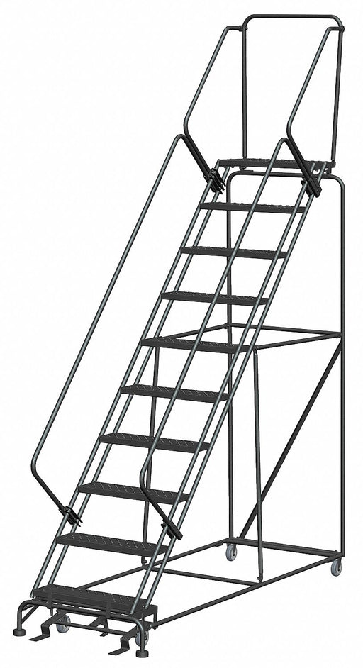 Safety Rolling Ladder Steel 100 In.H