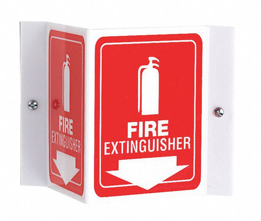 Fire Extinguisher Sign 6X8-1/2 WHT/R