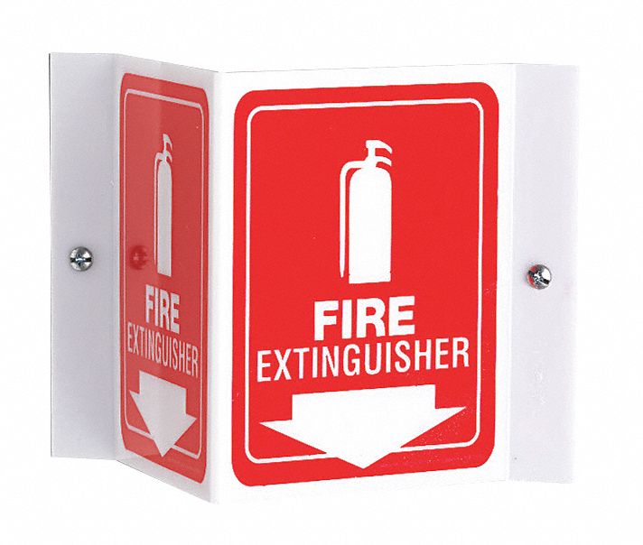 Fire Extinguisher Sign 6X8-1/2 WHT/R
