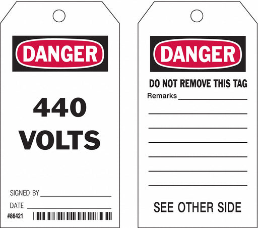Danger Tag 5 3/4in H 3in W Polyster PK10