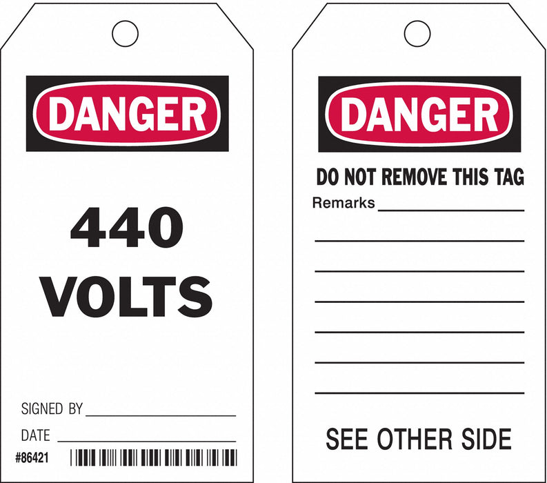 Danger Tag 5 3/4in H 3in W Polyster PK10