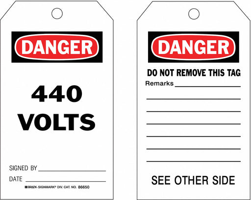 Danger Tag 7 in H 4 in W Cardstock PK100