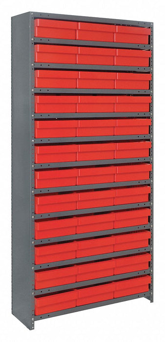 E6883 Enclosed Bin Shlvng 12x75x36in Red