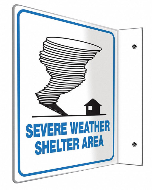 Emergency Sign 8X8 BK BL/WHT PS ENG