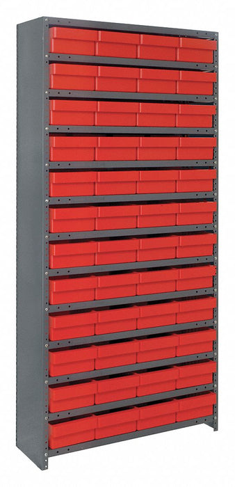 E6888 Enclosed Bin Shlvng 18x75x36in Red