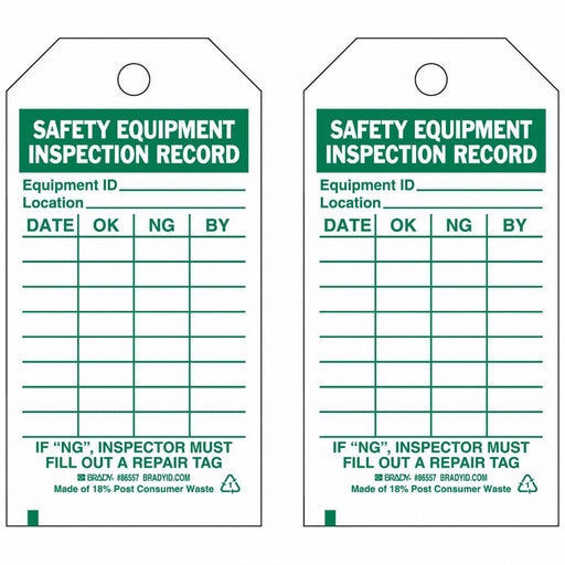 Saf Eapt Inspection Rcd Tag Grn/Wht PK10