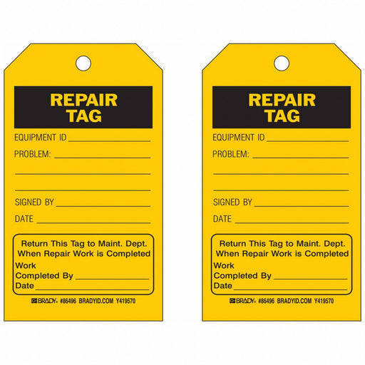Rpr Tag 7 x 4 In Bk/Yel Hd Polyest PK10