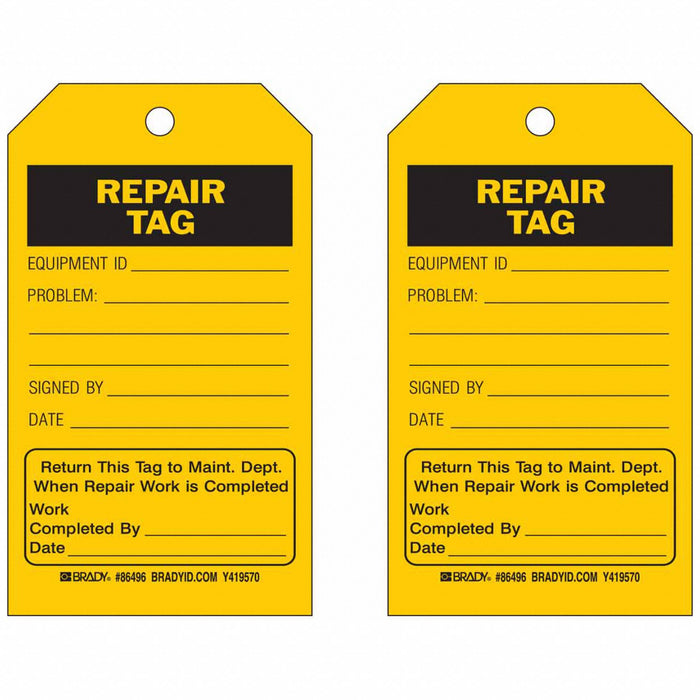 Tag Black/Yellow 7inH 4inW PK10