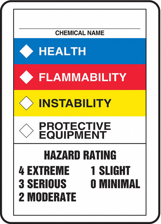 Chemical Label 10 in H Plastic