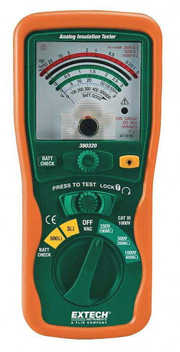 Megohmmeter 250/500/1000V DC Analog