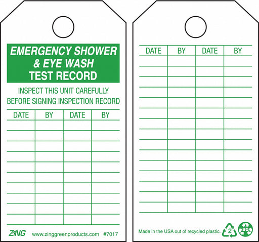 Emer Sh  Eye Wash Test Rcd Tag PK10
