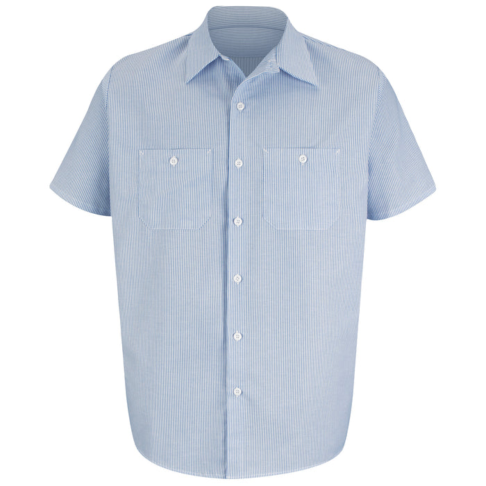 Men's Short Sleeve Industrial Stripe Work Shirt