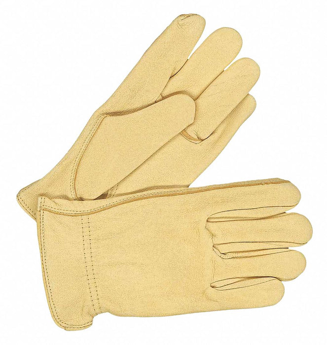 PR Leather Gloves Shirred Slip-On Cuff L