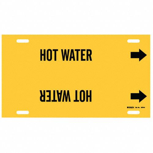 Pipe Marker Hot Water 10 in H 32 in W