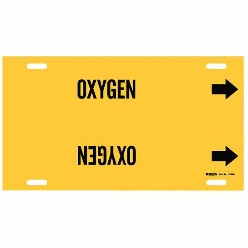 Pipe Marker Oxygen 8 in H 16 in W