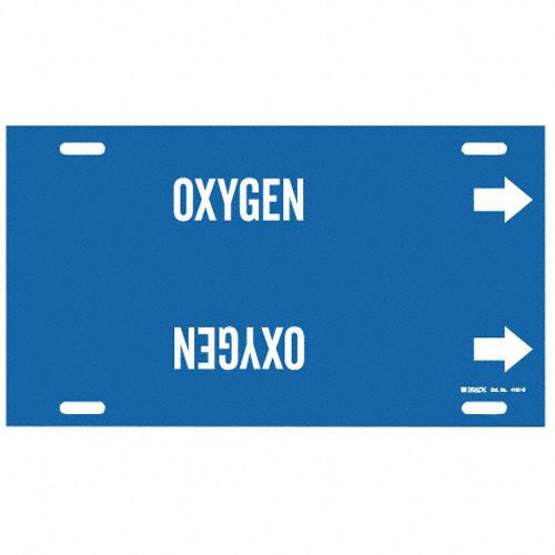 Pipe Marker Oxygen 10 in H 24 in W
