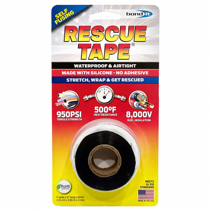 Self Fusing Silicone Tape Black 4 yd